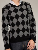 Black and grey Argyle sweater